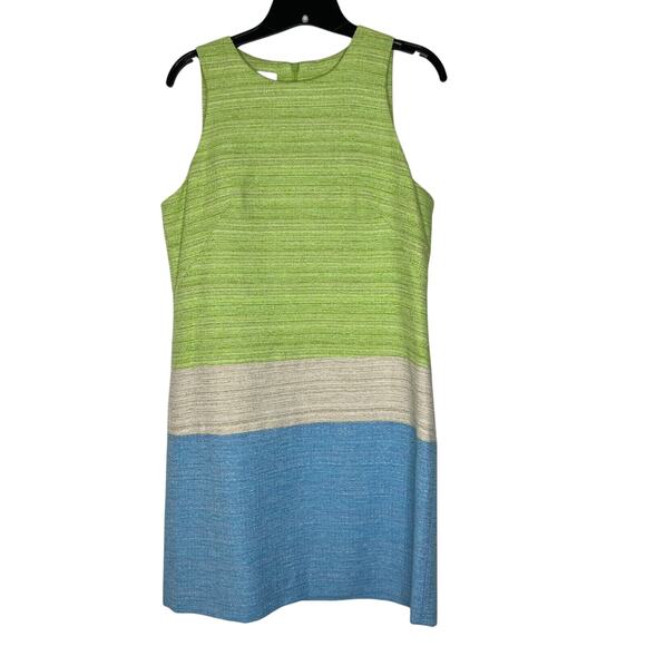 Sara Campbell Size 6 Green Blue Colorblock Sleeveless Shift Dress Textured Knit - Picture 1 of 9
